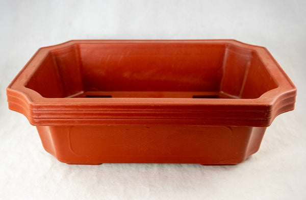 Rectangular Dark Orange Plastic Bonsai Training Pot - 13.5