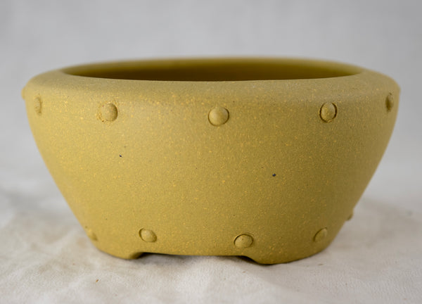 Vintage Round Drum Zisha Bonsai Pot + Mesh - 4.5