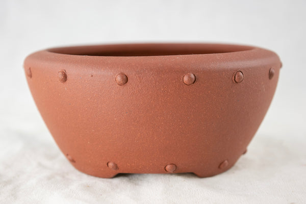 Vintage Round Drum Zisha Bonsai Pot + Mesh - 4.5