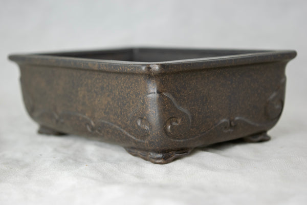 Vintage Rectangular Yixing Zisha Bonsai Pot + Mesh - 5.75