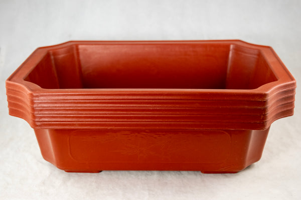 Rectangular Dark Orange Plastic Bonsai Training Pot - 13.5