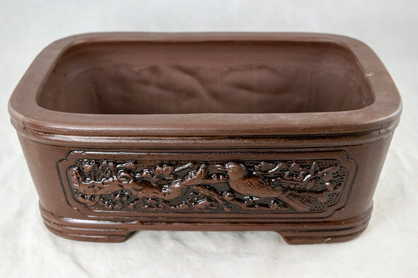 Vintage Rectangular Yixing Zisha Bonsai Pot + Mesh - 12