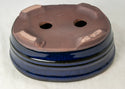 Oval Blue Glazed Shohin Bonsai Pot + Soil + Tray + Rock + Mesh Kit