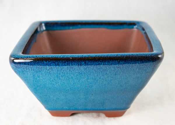 Fine Square Glazed Bonsai Pot with Mesh - 7
