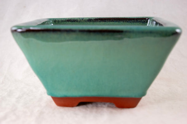 Fine Square Glazed Bonsai Pot with Mesh - 7