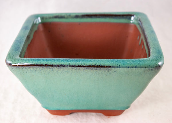 Fine Square Glazed Bonsai Pot with Mesh - 7