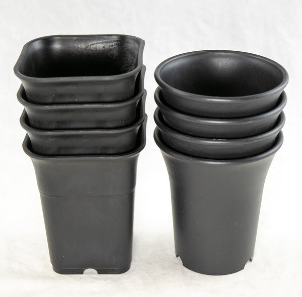 Mixed Round/Square Black Plastic Cascade Bonsai Training Pots - 3.25