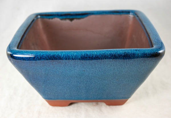 Fine Square Glazed Bonsai Pot with Mesh - 7
