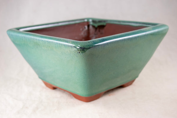 Fine Square Glazed Bonsai Pot with Mesh - 7