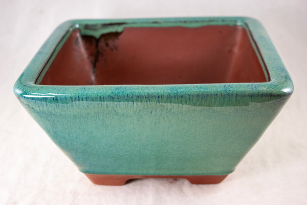 Fine Square Glazed Bonsai Pot with Mesh - 7