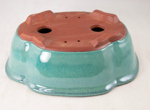 Fine Lotus Glazed Bonsai Pot with Mesh - 9.5