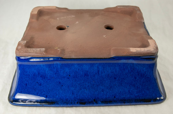 Rectangular Dark Blue Glazed Bonsai Pot + Mesh - 12