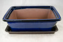 Rectangular Dark Blue Glazed Bonsai Pot + Mesh - 12