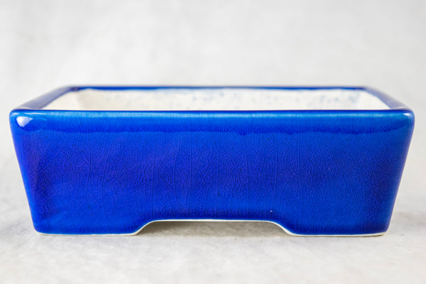 Fine Blue Glazed Shohin Bonsai Pot + Mesh - 6