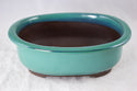 Japanese Yokkaichi Green Oval Glazed Bonsai Pot + Mesh 7