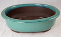 Japanese Yokkaichi Green Oval Glazed Bonsai Pot + Mesh 7