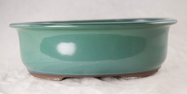 Japanese Yokkaichi Green Glazed Bonsai Pot + Mesh 9.25