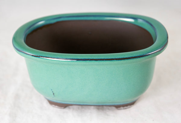 Japanese Yokkaichi Oval Glazed Bonsai Pot + Mesh 5.25
