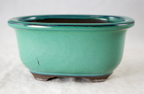 Japanese Yokkaichi Oval Glazed Bonsai Pot + Mesh 5.25