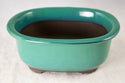 Japanese Yokkaichi Oval Glazed Bonsai Pot + Mesh 5.25