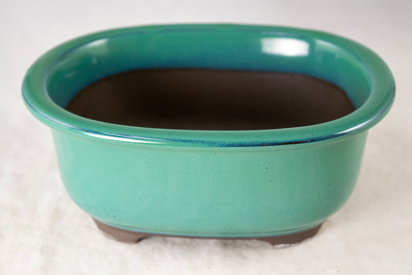 Japanese Yokkaichi Oval Glazed Bonsai Pot + Mesh 5.25