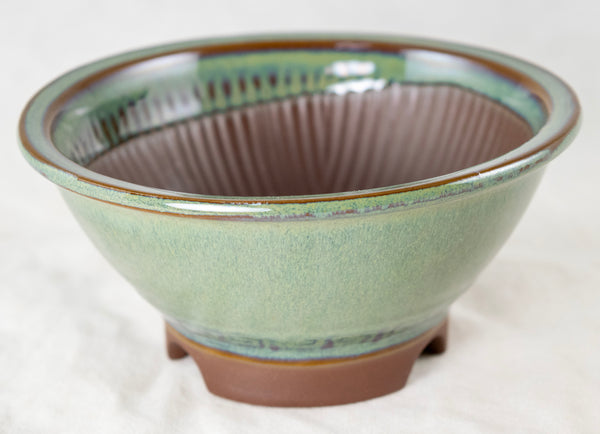 Japanese Yokkaichi Round Glazed Bonsai Pot  5