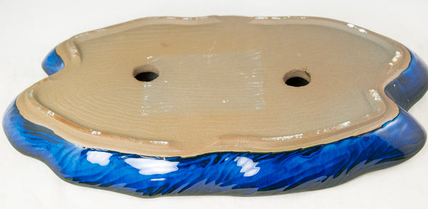 Japanese Yokkaichi Glazed Irregular Slim Forest & Raft Bonsai Pot 11.25