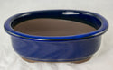 Japanese Yokkaichi Royal Blue Oval Glazed Bonsai Pot + Mesh 7