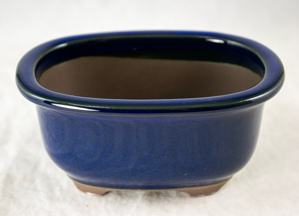 Japanese Yokkaichi Oval Glazed Bonsai Pot + Mesh 5.25