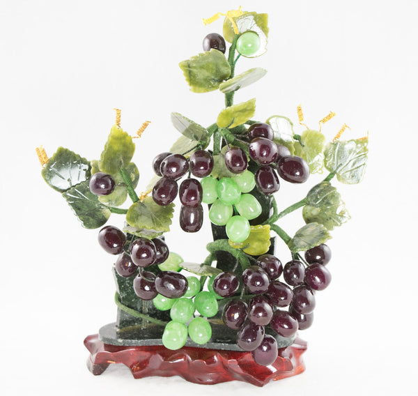 bonsai grape tree Vintage Chinese Carved Semi Precious Stone Grapes Bonsai Tree # 2016