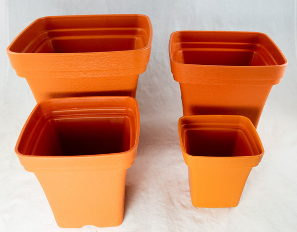 4 Mix Square Cascade Plastic Bonsai Training Pot, Orchid Planter - Orange