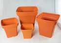 4 Mix Square Cascade Plastic Bonsai Training Pot, Orchid Planter - Orange