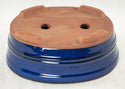 Oval Dark Blue Glazed Bonsai Pot + Mesh 8.25