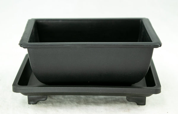 4 Sets Rectangular Plastic Bonsai Training Pot + Tray - 5