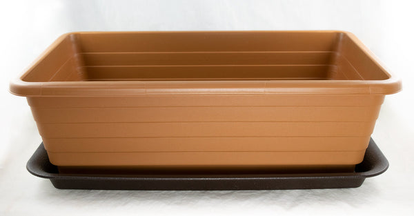 Japanese Brown Plastic Bonsai Training Pot + Tray 18