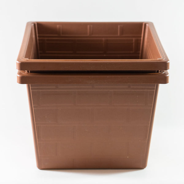 2 x Japanese Brown Square Plastic Pot - 10