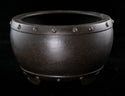 Vintage Round Drum Zisha Bonsai Pot + Mesh - 7.25