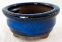 Round Blue Mame Shohin Bonsai Pot, Accent Plants Planter 3.25