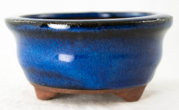 Round Blue Mame Shohin Bonsai Pot, Accent Plants Planter 3.25
