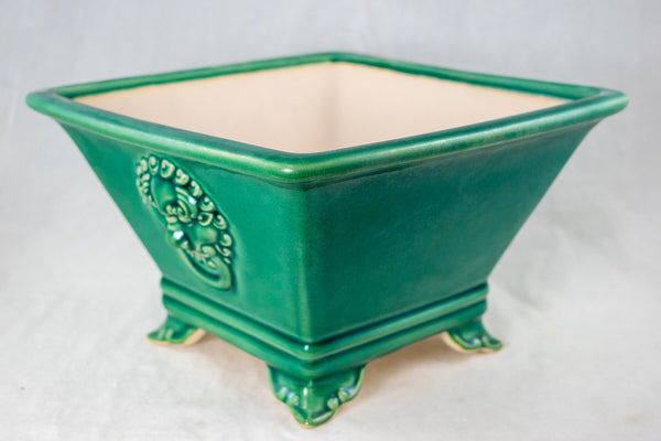 Vintage Fine Green Square Bonsai Pot + Mesh - 10