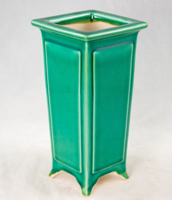 Fine Square Glazed Green Cascade Bonsai Pot, Orchid Planter + Mesh - 3.5