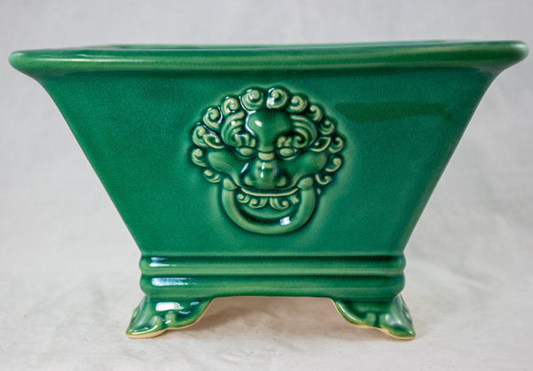 Vintage Fine Green Square Bonsai Pot + Mesh - 10