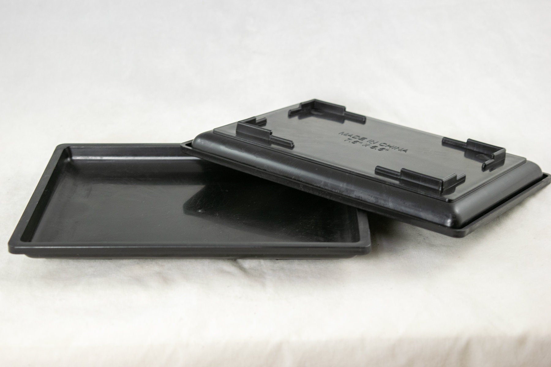 2 Rectangular Black Plastic Humidity/Drip Tray - 7.5