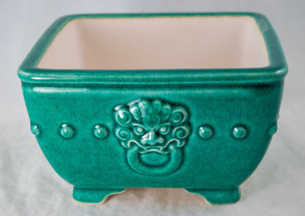 Vintage Fine Green Square Bonsai Pot + Mesh - 6.25