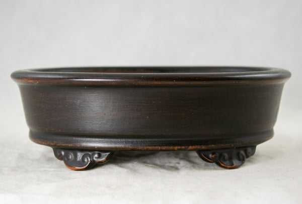 Vintage Brown Oval Yixing Zisha Bonsai Pot + Mesh -  8.25